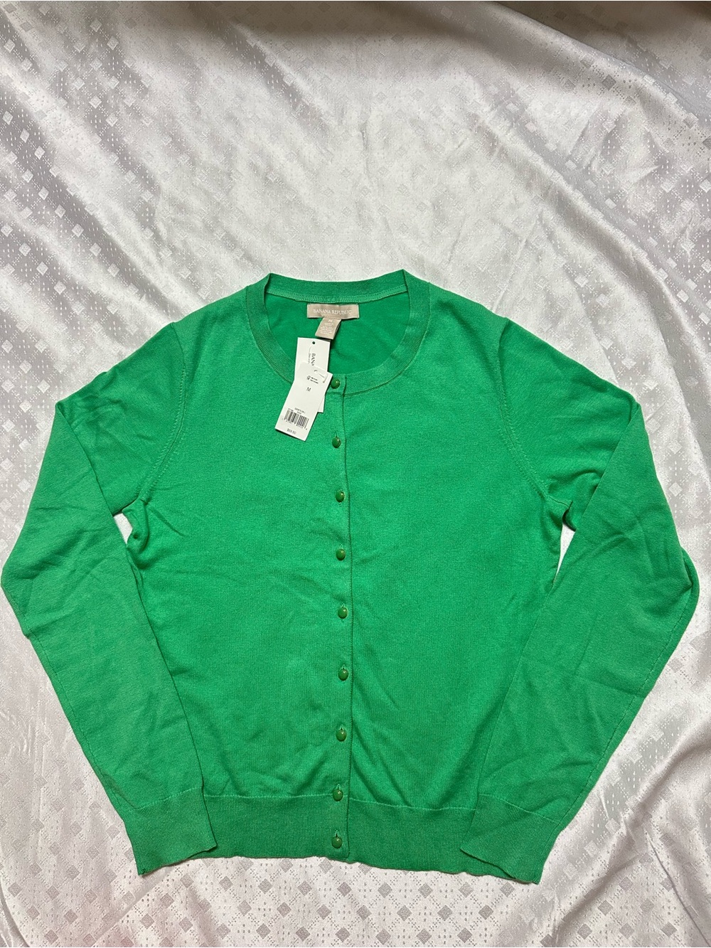 Banana Republic Bright Green Crewneck Cardigan